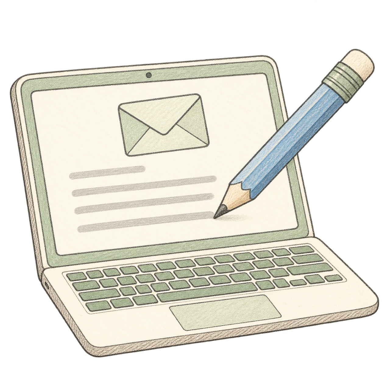 名刺交換のお礼メールを下書きするイメージ